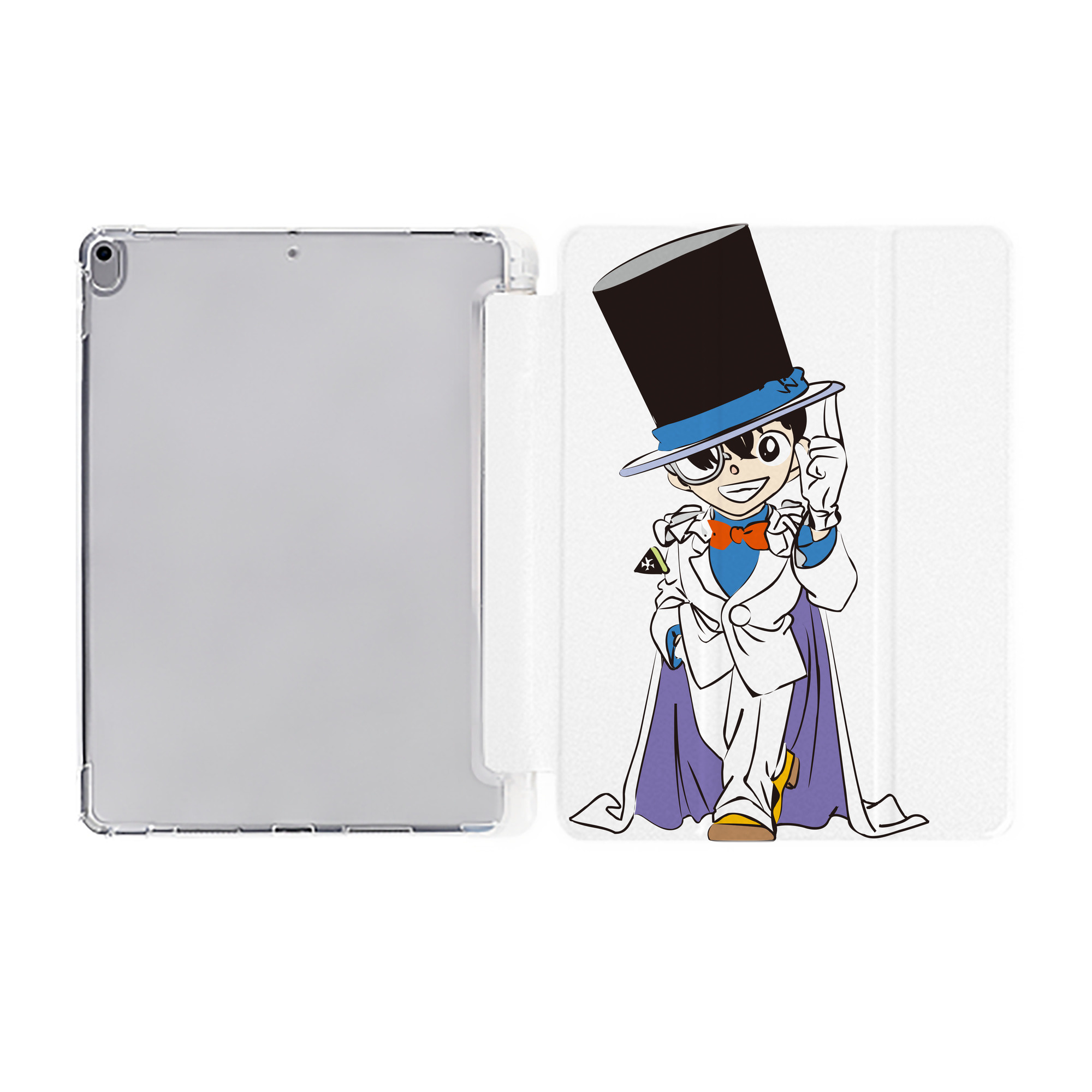 （画像用） 名探偵コナン 江戸川 コナン Detective Conan Conan Edogawa IPad ケース ペン収納付き 三つ折りスタンド PUレザー×シリコン 対応機種9.5/10.5/10.9インチ